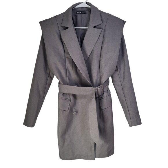 SHEIN Jackets & Blazers - SHEIN Women's SZ 2 Belted Blazer Dress Gray